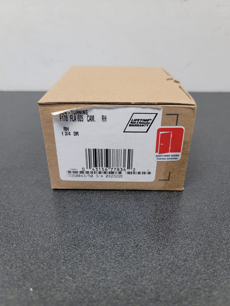 Schlage F170FLA605CAMRH Flair Right Handed Non-Turning One-Sided Dummy Door Lever Set with Decorative Camelot Trim - Polished Brass