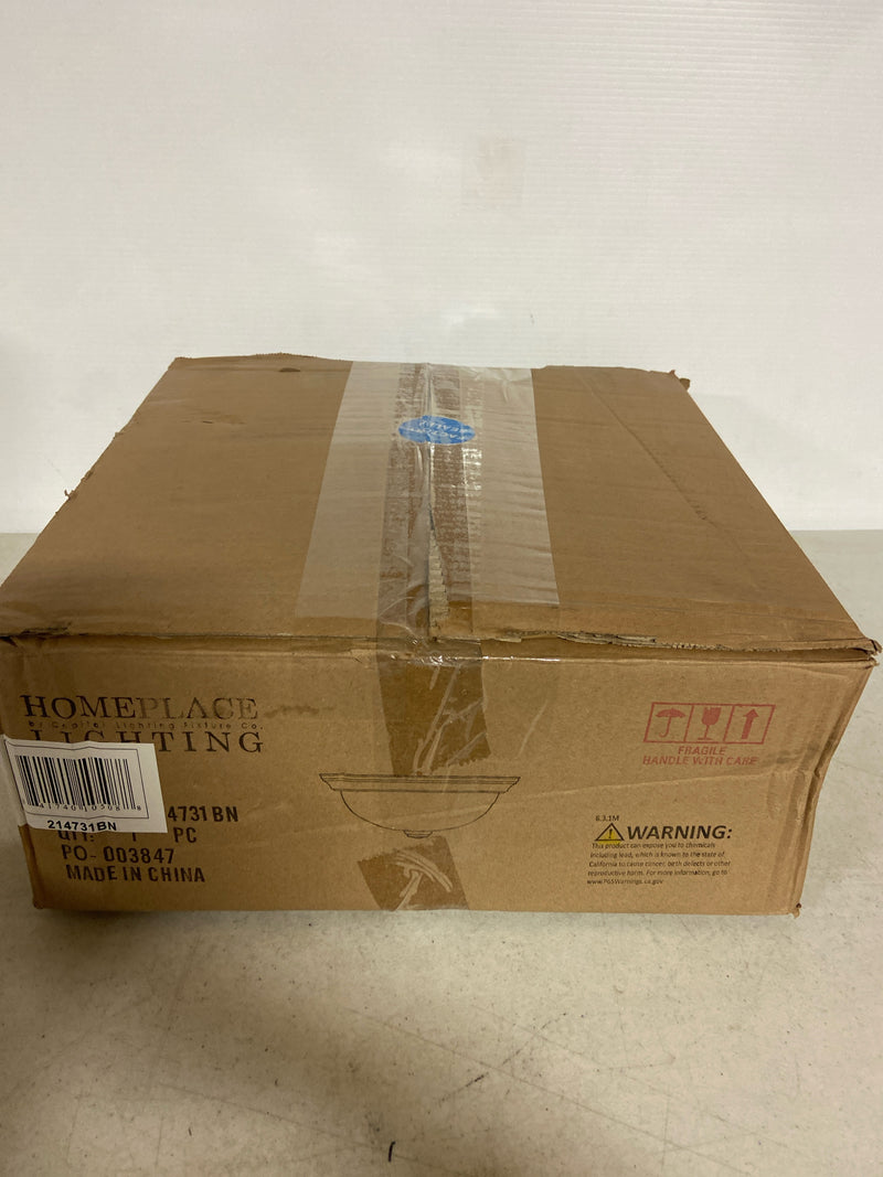 HomePlace Lighting 214731BN Bates Traditional Soft White Glass Bowl Flush Mount Ceiling Light, 3-Light 180 Total Watts, 5" H x 15" W, Brushed Nickel