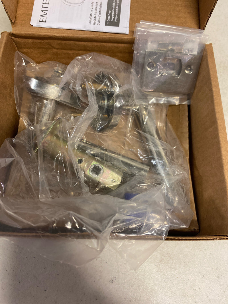 Emtek 5109STUUS14LH Stuttgart Left Handed Passage Door Lever Set with Disk Rose from the Brass Modern Collection - Polished Nickel