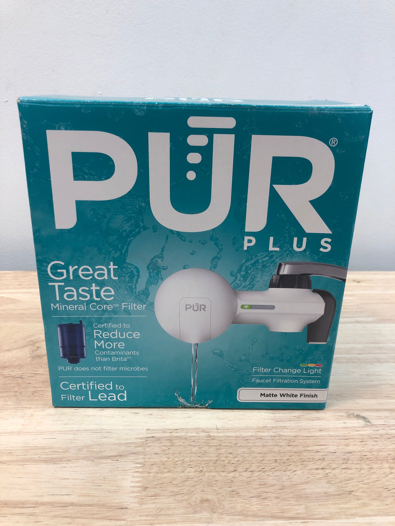 Pur PFM244W Plus Horizontal Faucet Mount Water Filtration System in Matte White