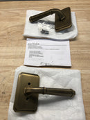 Signature Hardware 479335 Matteen Right Handed Solid Brass Dummy Door Lever Set - Antique Brass