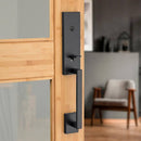 Kwikset Vancouver Matte Black Single Cylinder Low Profile Handleset with Halifax Lever Featuring SmartKey Security