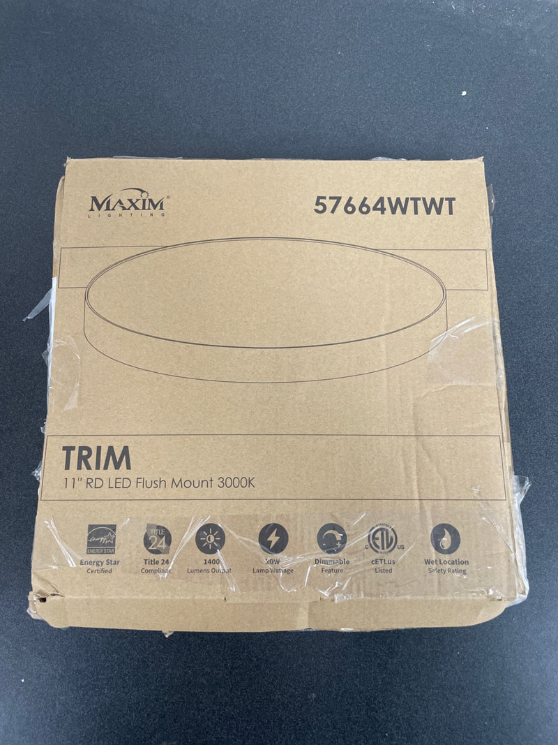 Maxim 57664WTWT 11" Wide Integrated LED Flush Mount Ceiling Fixture - White