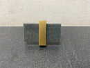 Sietto K-1902-SB Adjustable 2 Inch Long Rectangular Cabinet Knob with Slate Gray Glass - Satin Brass