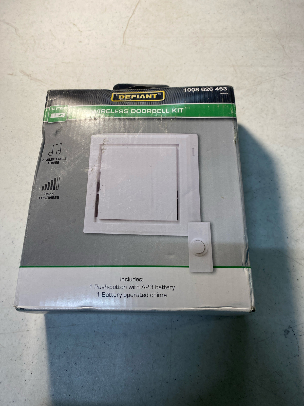 Defiant Wireless Battery Operated Doorbell Kit with Wireless Push Button, White