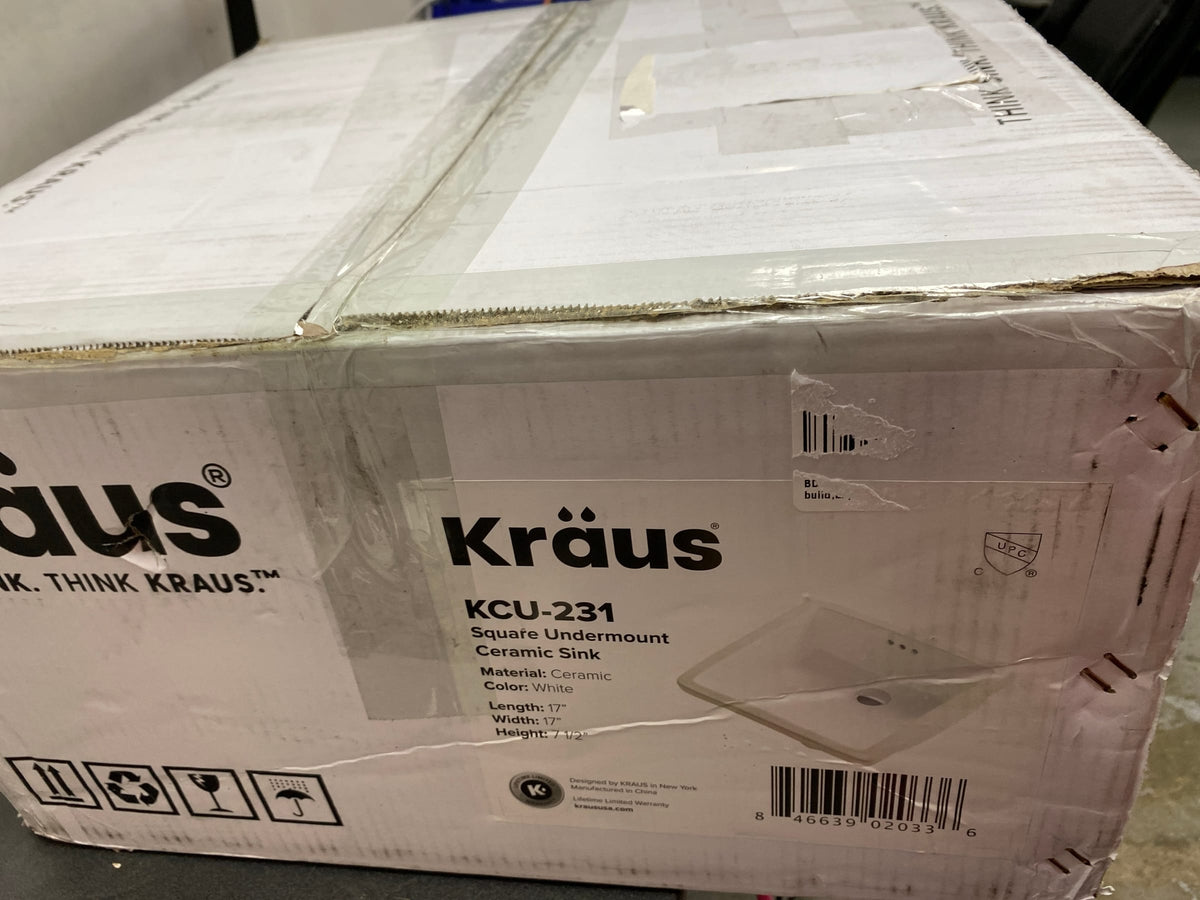 Kraus KCU-231 Elavo 17" Vitreous China Undermount Bathroom Sink with Overflow - White