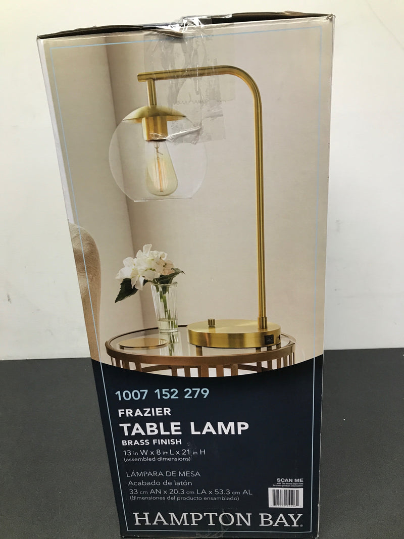 Hampton bay AF47012U Frazier 21.5 in. Antique Brass Table Lamp with USB Port