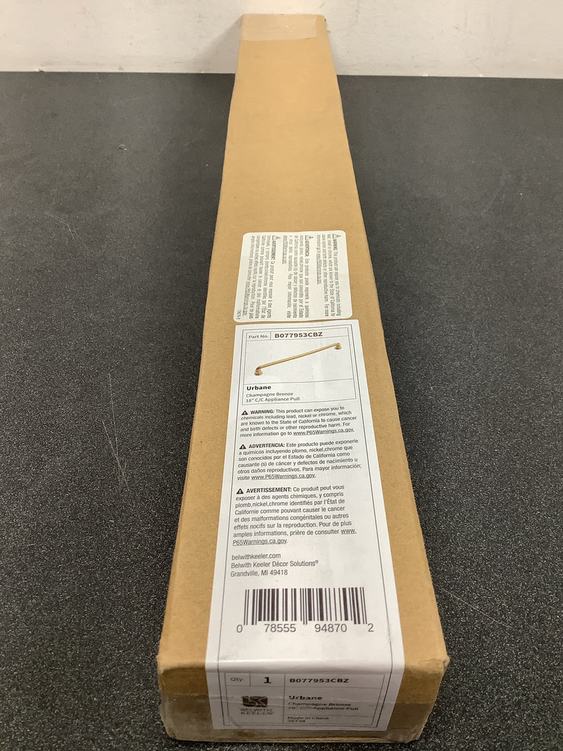 Belwith Keeler B077953CBZ Urbane 18" Center to Center Modern Industrial Pipe Appliance Handle / Appliance Pull - Champagne Bronze