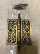 Signature Hardware 282296 Ornate 4" x 4" Solid Brass Plain Bearing Square Corner Door Hinge - Single Hinge - Antique Brass