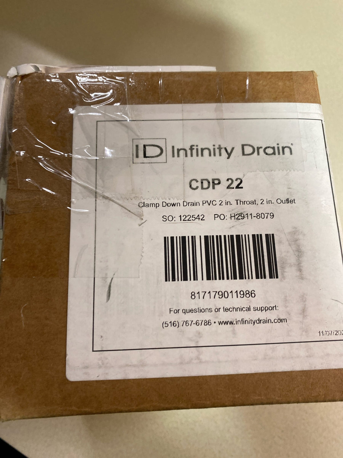 Infinity Drain CDP 22 Clamp Down Drain PVC 2" Throat, 2" Outlet - N/A