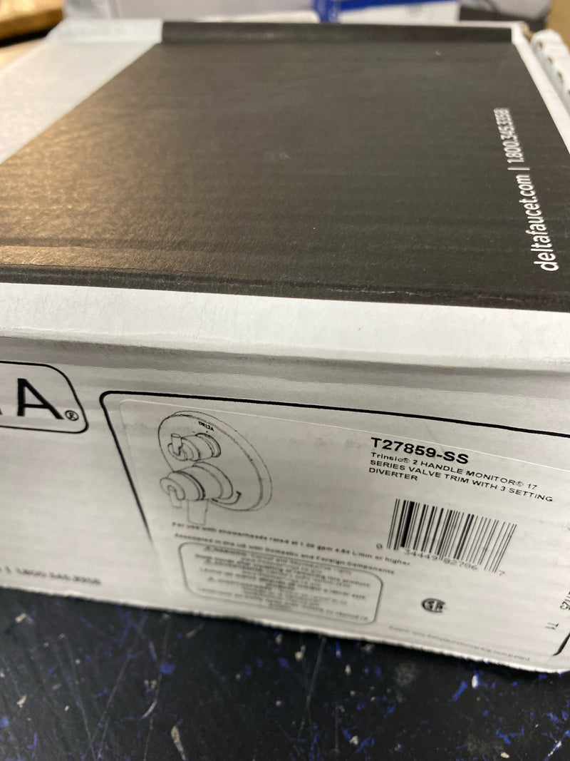 Delta T27859-SS Trinsic 17 Series Pressure Balanced Valve Trim with Integrated Volume Control and 3 Function Diverter for Two Shower Applications - Less Rough-In - Brilliance Stainless