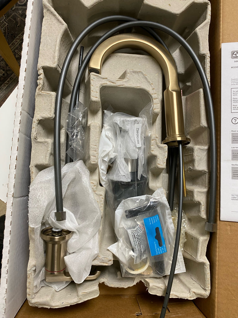 Delta 35588-CZ-PR-DST Tetra 1.2 GPM Widespread Bathroom Faucet with Lever Handles and Push Pop-up Drain Assembly - Lumicoat Champagne Bronze