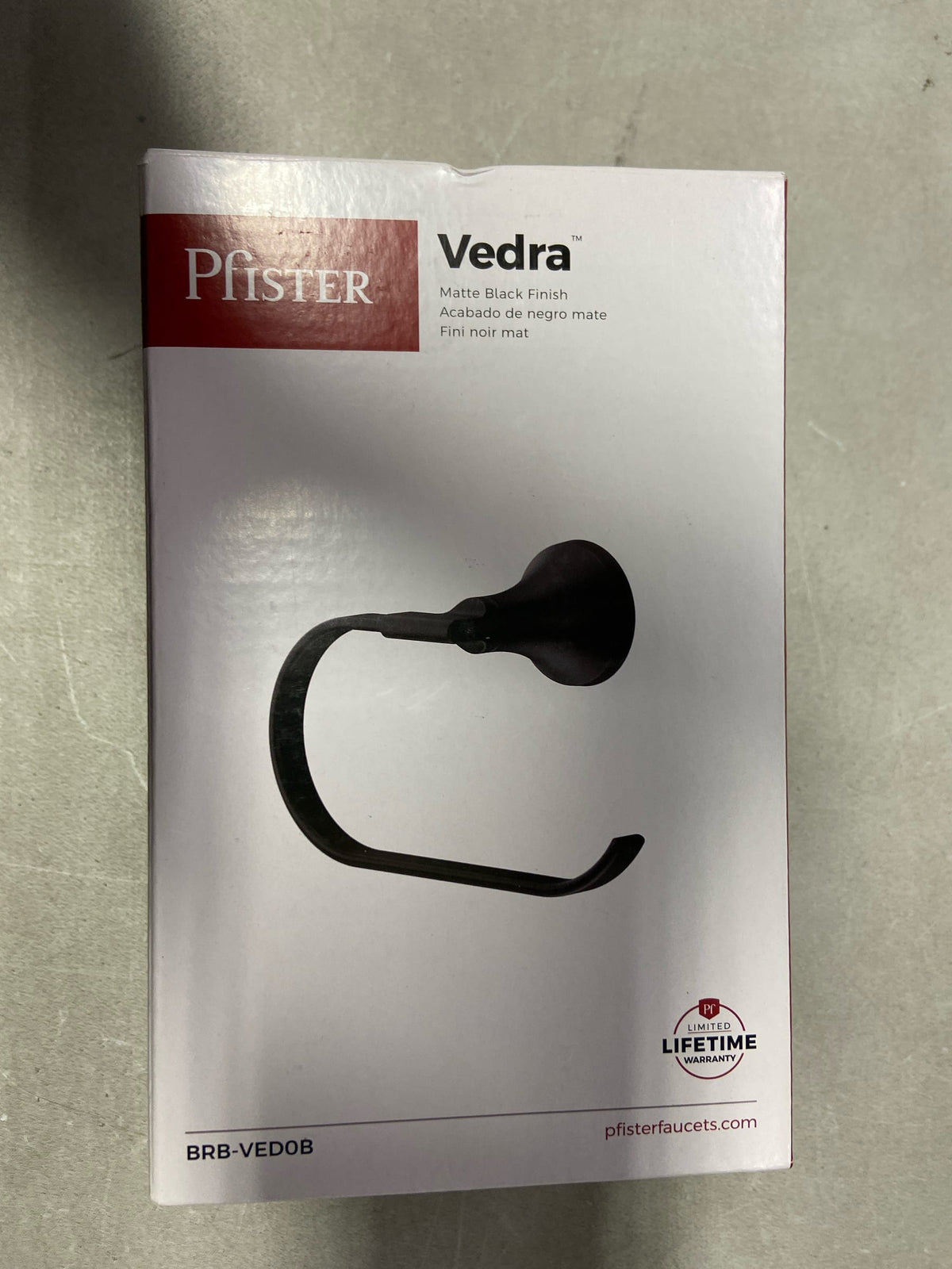 Pfister BRB-VED0B Vedra Wall Mounted Towel Ring in Matte Black