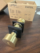 Emtek 512ROUUS4 Round Single Cylinder Keyed Entry Door Knob Set - Satin Brass - Matte Black