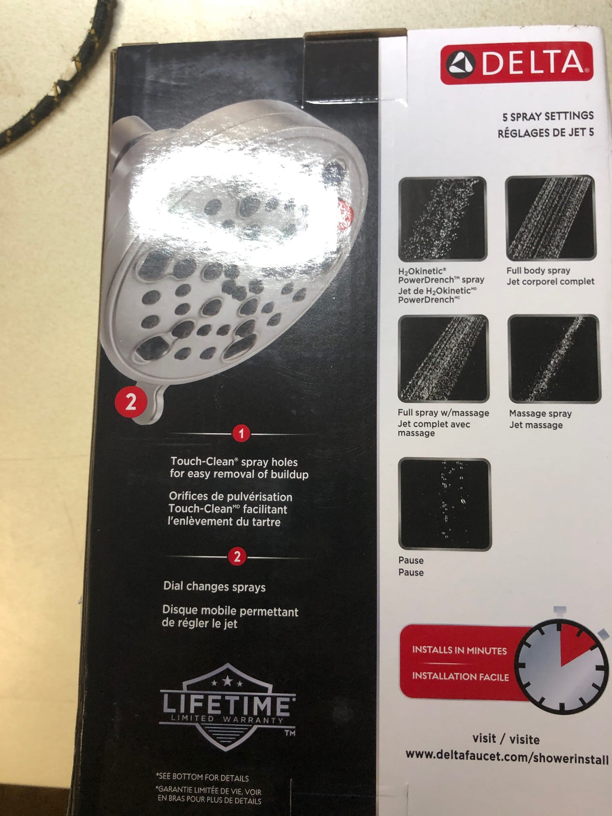 Delta 52638-SS18-PK Universal Showering 1.75 GPM Multi Function Shower Head with H2Okinetic Technology - Brilliance Stainless
