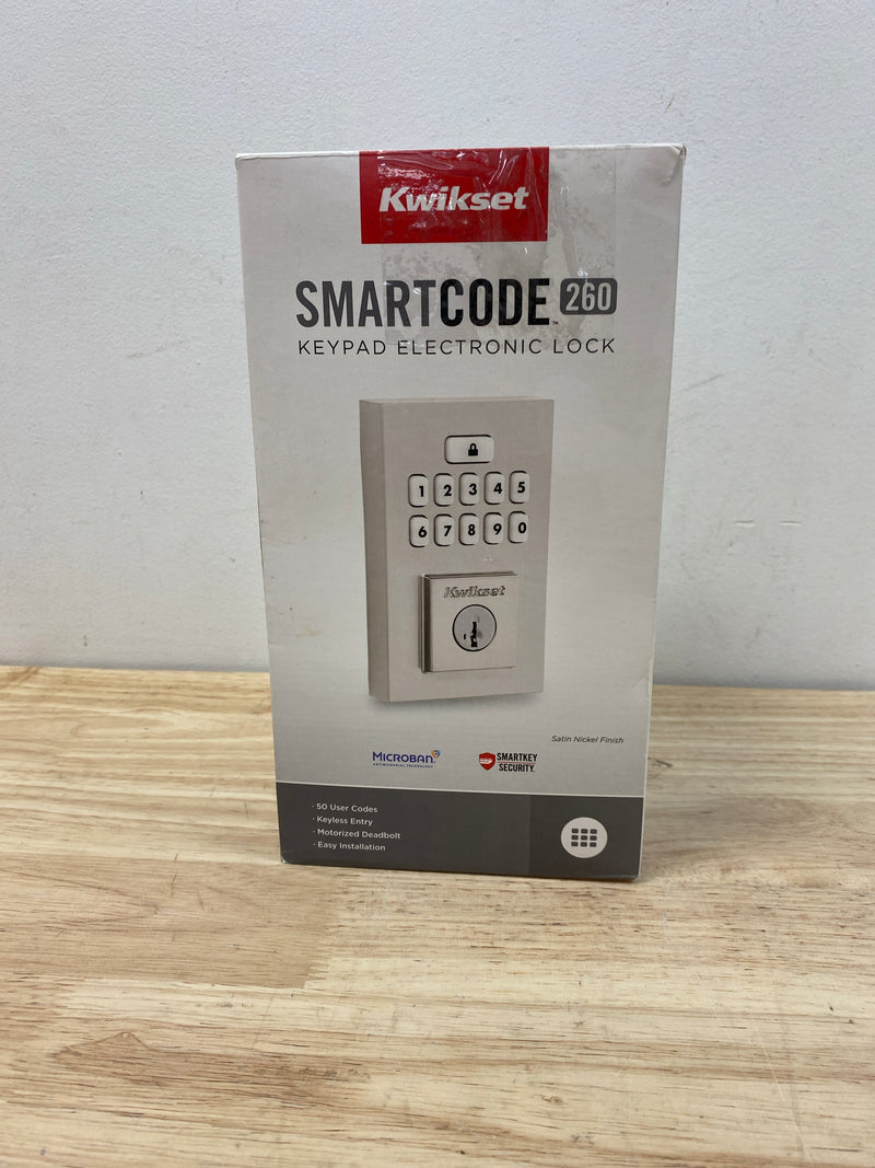 Kwikset 9260CNT-15S SmartCode Deadbolts Touchpad Single Cylinder Keyless Entry Deadbolt with UL Fire Rating and Smartkey Technology - Satin Nickel