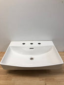 Signature Hardware 539974 Pentero 23" Fireclay Pedestal Bathroom Sink Only with 3 Faucet Holes and 8" Centers - White