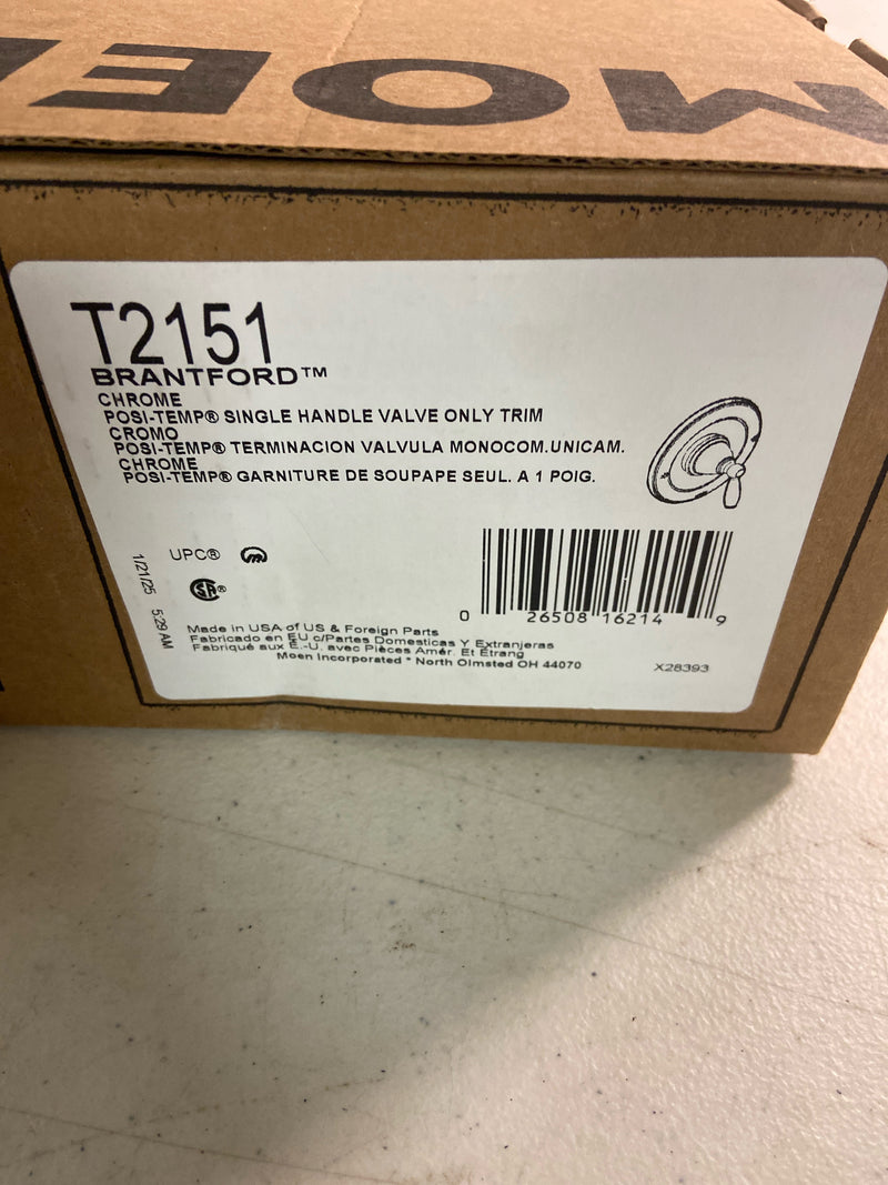 Moen T2151 Single Handle Posi-Temp Pressure Balanced Valve Trim Only from the Brantford Collection (Less Valve) - Chrome