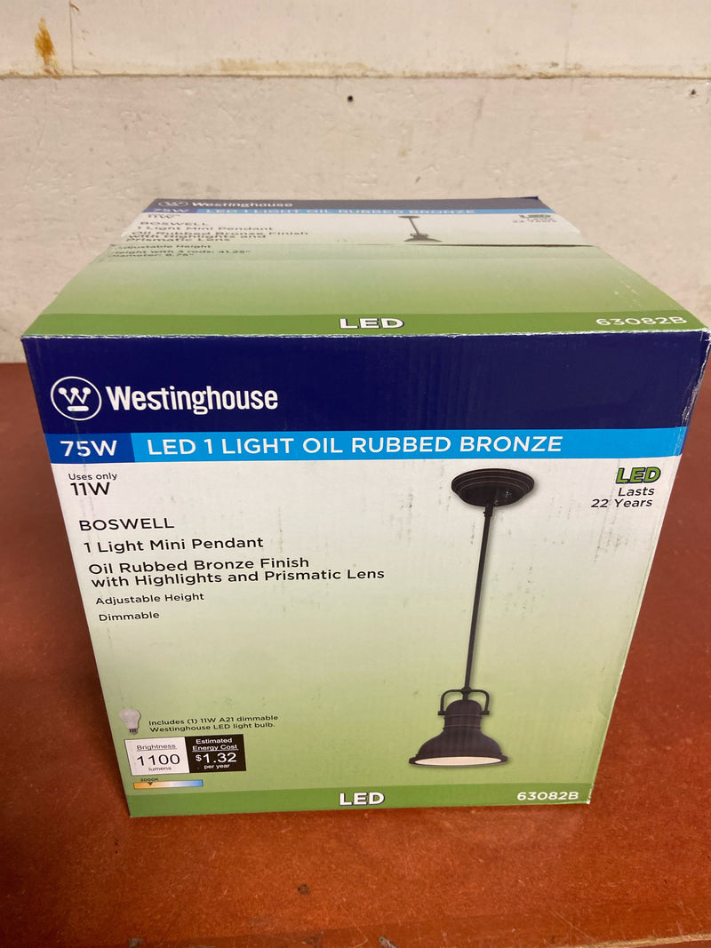 Westinghouse Lighting 63082B One-Light LED Mini Pendant Oil Rubbed Bronze with Highlights & Frosted Prismatic Lens
