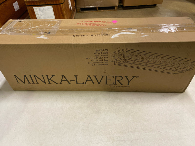 Minka Lavery Wall Light Fixtures 4874-283 Camden Square Glass Wall Bath Vanity Lighting, 4 Light, 400 Watts, Aged Charcoal