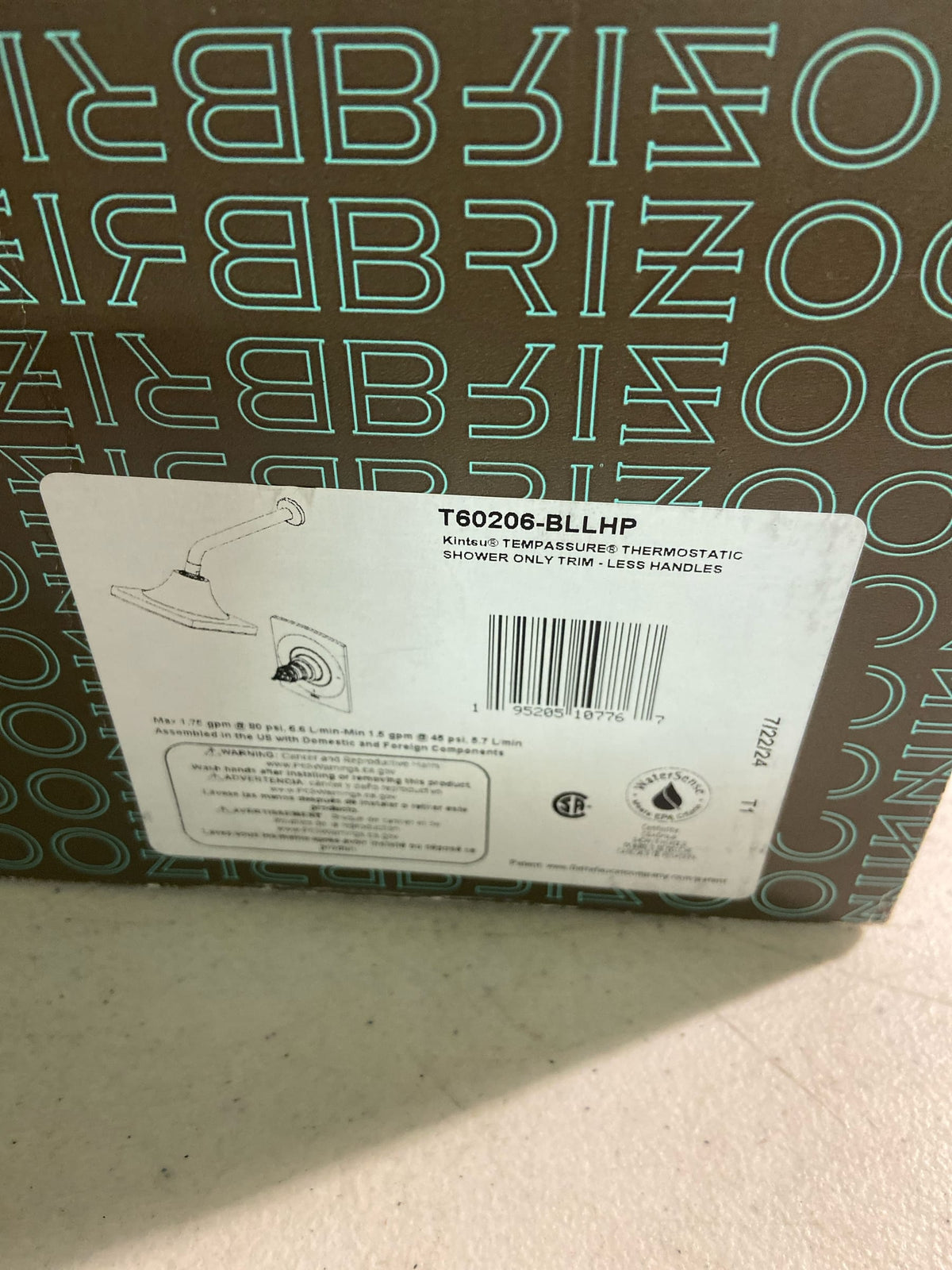 Brizo T60206-BLLHP Kintsu TempAssure Thermostatic Shower Only Trim with Integrated Volume Control - Less Handles and Rough-In - Matte Black
