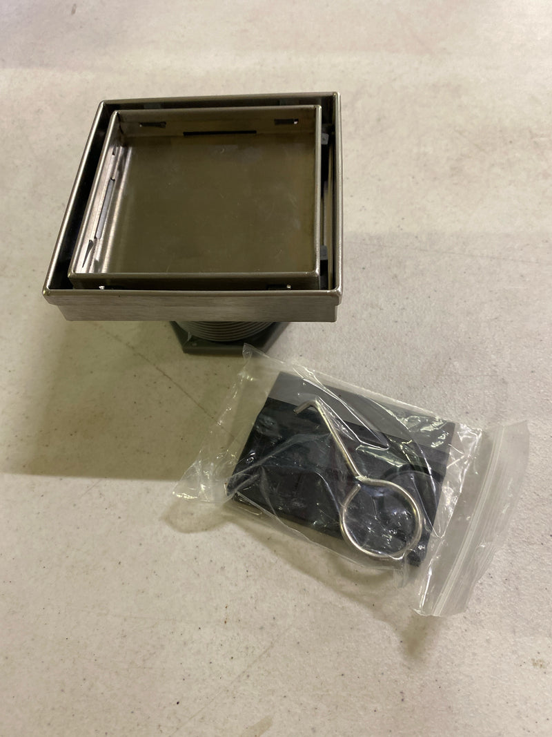 Reln FD0402TLSS 4 in. x 4 in. Stainless Steel Square Shower Drain with Tile Insert Drain Cover