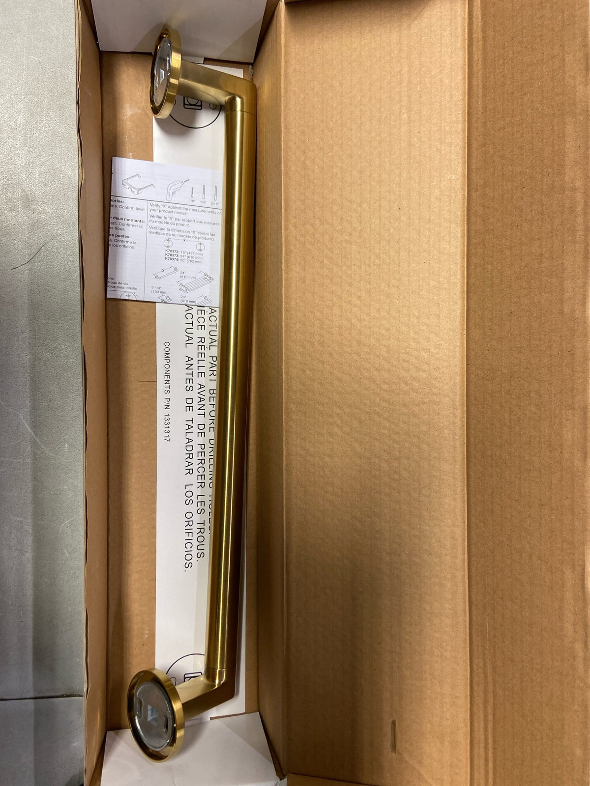 Kohler K-78372-2MB Components 18" Towel Bar - Vibrant Brushed Moderne Brass