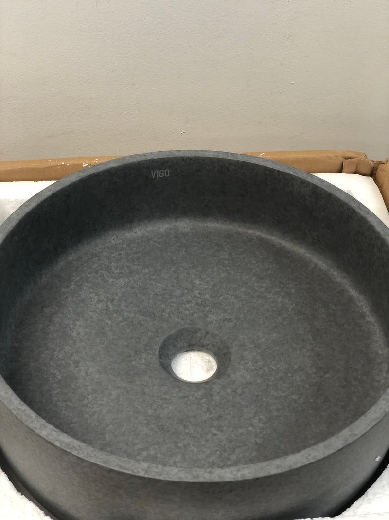 Vigo VG04061 Concreto Stone 15" Circular Concrete Vessel Bathroom Sink - Gray