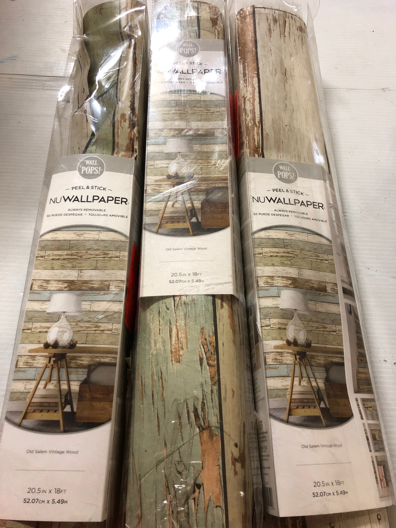 Nuwallpaper NU2188 Old Salem Vintage Wood Vinyl Peel & Stick Wallpaper Roll (Covers 30.75 Sq. Ft.)