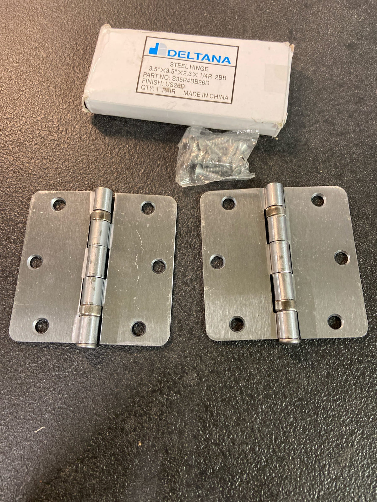 Deltana S35R4BB26D 3-1/2" x 3-1/2" Ball Bearing 1/4" Radius Corners Mortise Hinge - Pair - Brushed Chrome