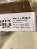 Emtek 96133US 3-1/2" x 3-1/2" 5/8" Radius Corners Residential Plain Bearing Hinges (Pair), Solid Brass - Satin Brass (US4)