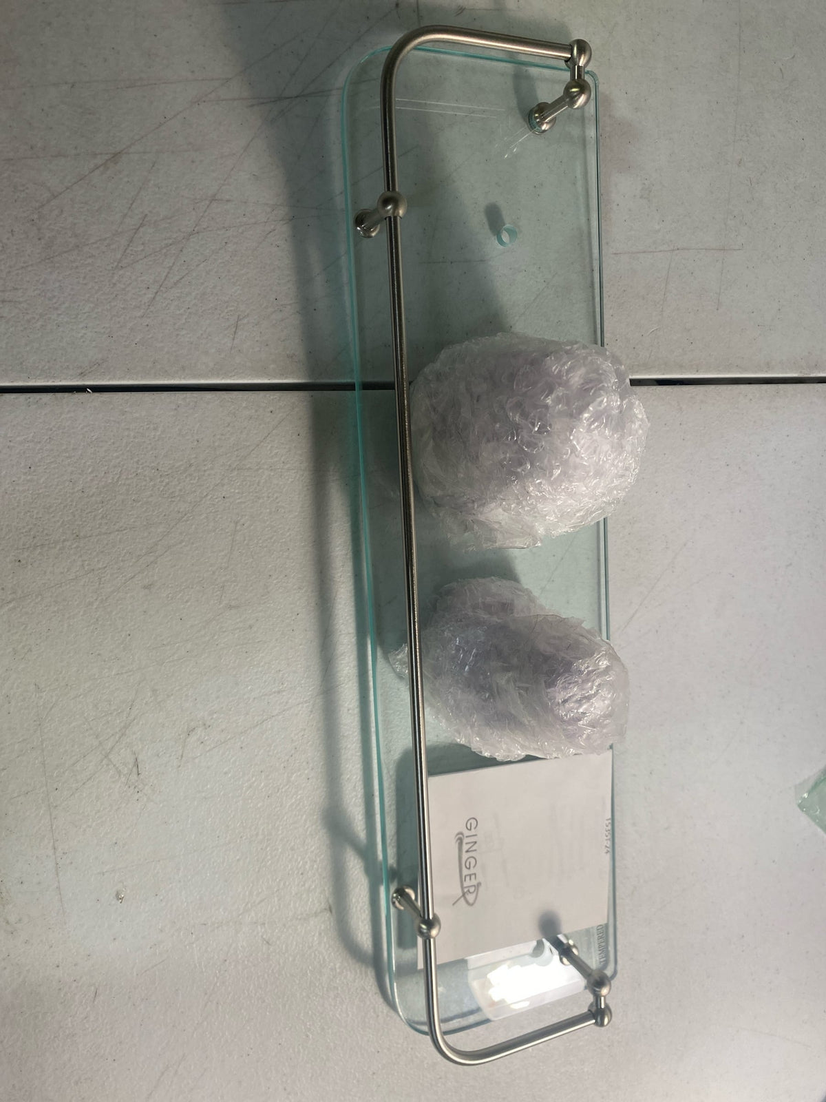 Ginger, 1135T-24/PC, Chelsea 24" Glass Shelf with Rail, Polished Chrome