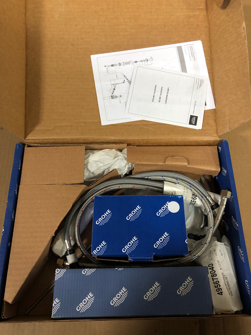 Grohe 20294003 Eurosmart 1.2 GPM Deck Mounted Widespread Bathroom Faucet with Drain Assembly - Starlight Chrome