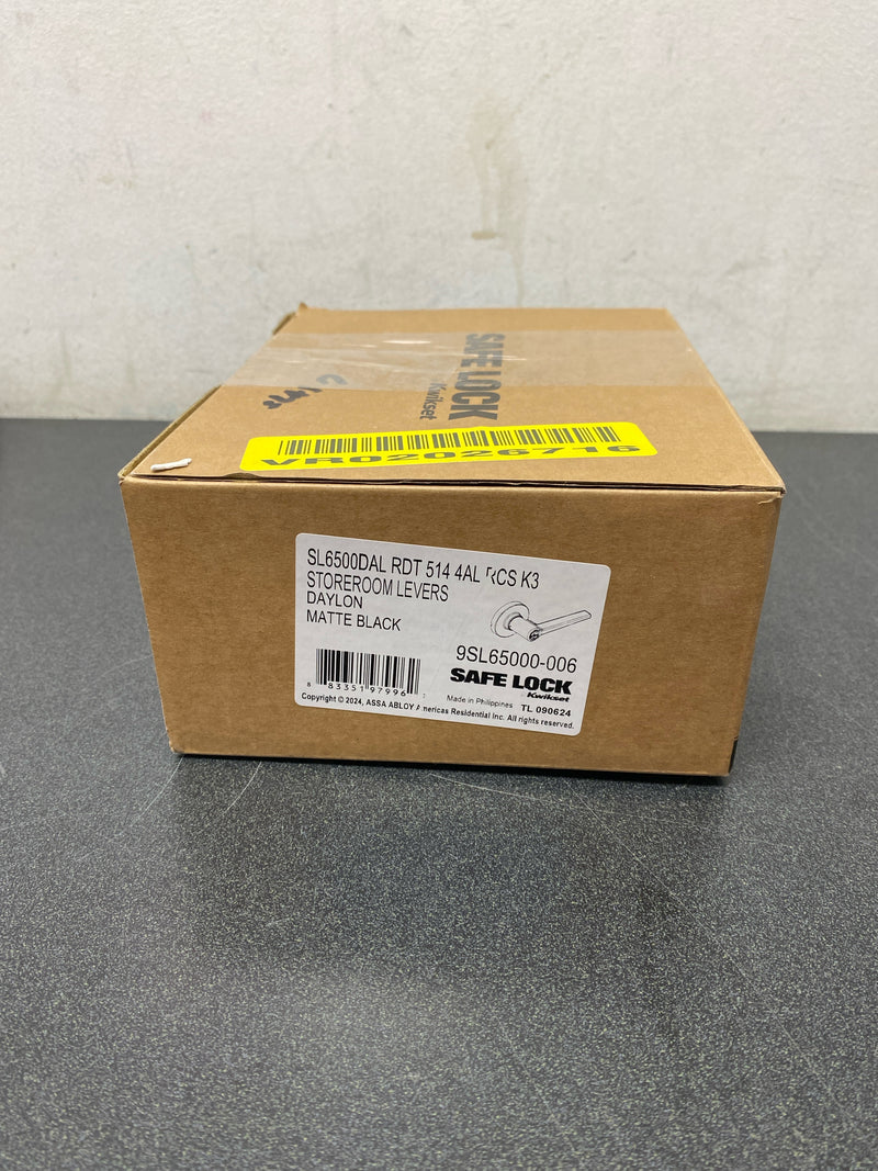 Kwikset SL6500DALRDT Daylon Single Cylinder Keyed Entry Door Lever Set with Round Rose from The Safe Lock Collection - Matte Black
