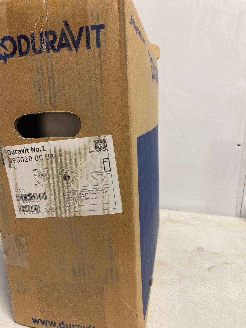 Duravit 09502000U3 No.1 PRO 1.28 GPF Single Flush Toilet Tank with Siphonic Jet Technology in White