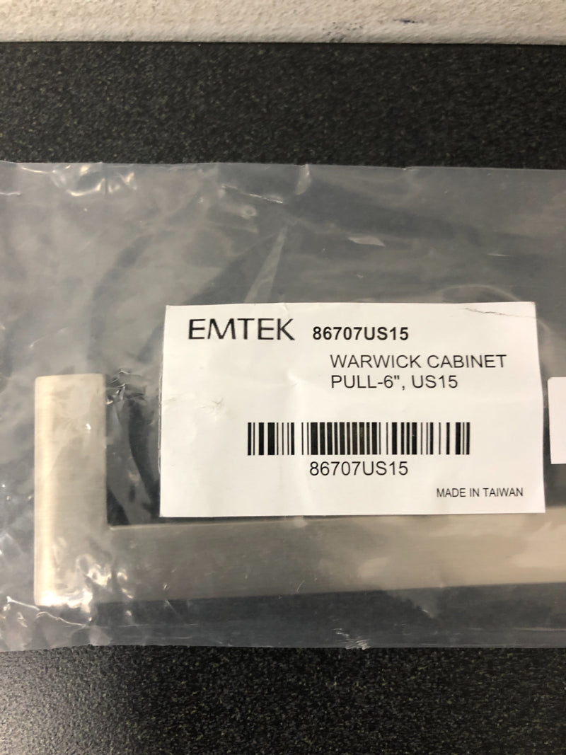 Emtek 86707US15 Warwick 6 Inch Center to Center Handle Cabinet Pull from the Modern Rectangular Collection - Satin Nickel