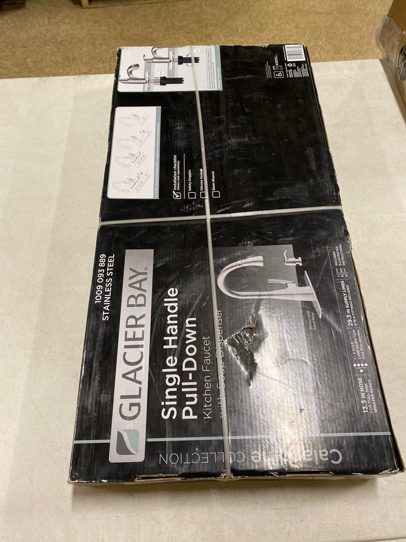 Glacier bay HDQFP1B4227SP Calandine Single-Handle Pull-Down Sprayer Kitchen Faucet with soap dispenser in Spot Resist Stainless