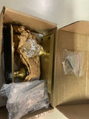 Nostalgic Warehouse 717320 Crystal Solid Brass Privacy Door Knob Set with New York Rose and 2-3/4" Backset - Antique Brass