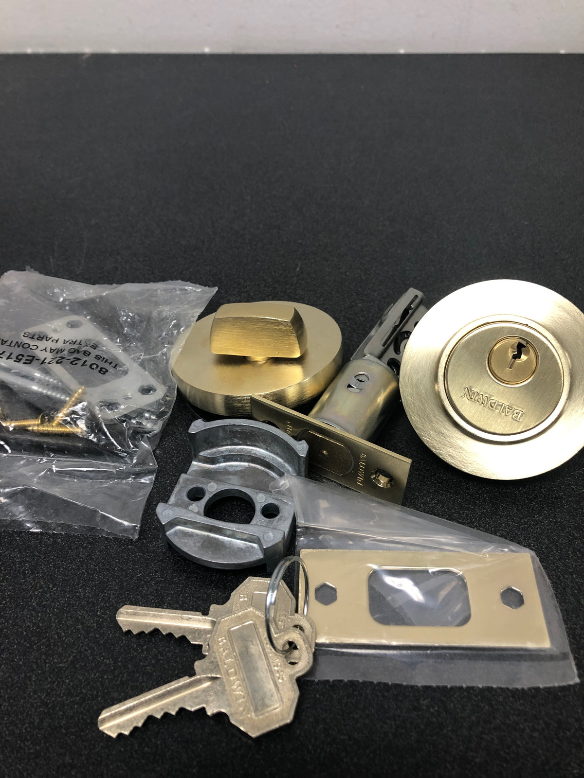 Baldwin 8244044 Contemporary Solid Brass Single Cylinder Keyed Entry Deadbolt from the Estate Collection - Satin Brass