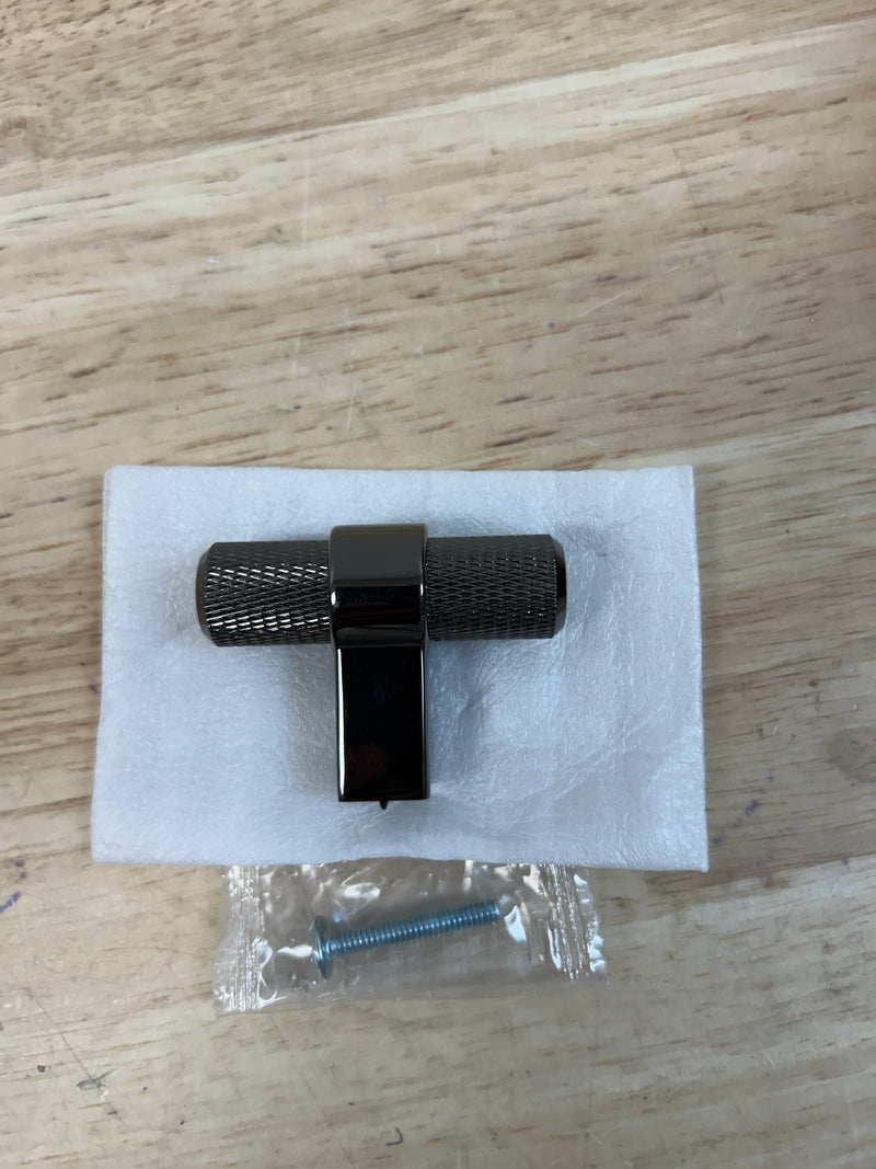 Berenson 5072-4098-P Radial Reign 2" Modern Diamond Knurled T Bar Cabinet Knob / Drawer Knob - Black Nickel
