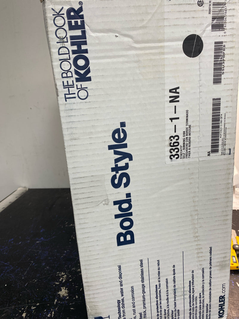 Kohler K-3363-1-NA Staccato 18-Gauge Stainless Steel 20 in. 1-Hole Drop-in Bar Sink