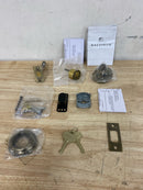 Baldwin 8231050 Traditional Solid Brass Single Cylinder Keyed Entry Deadbolt from the Estate Collection - Satin Brass and Black