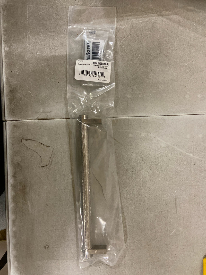 Emtek 84056.RECUS15.KNUS15 Knurled 8 Inch Center to Center Bar Cabinet Pull with Rectangular Stem from the SELECT Collection - Satin Nickel / Satin Nickel Stem