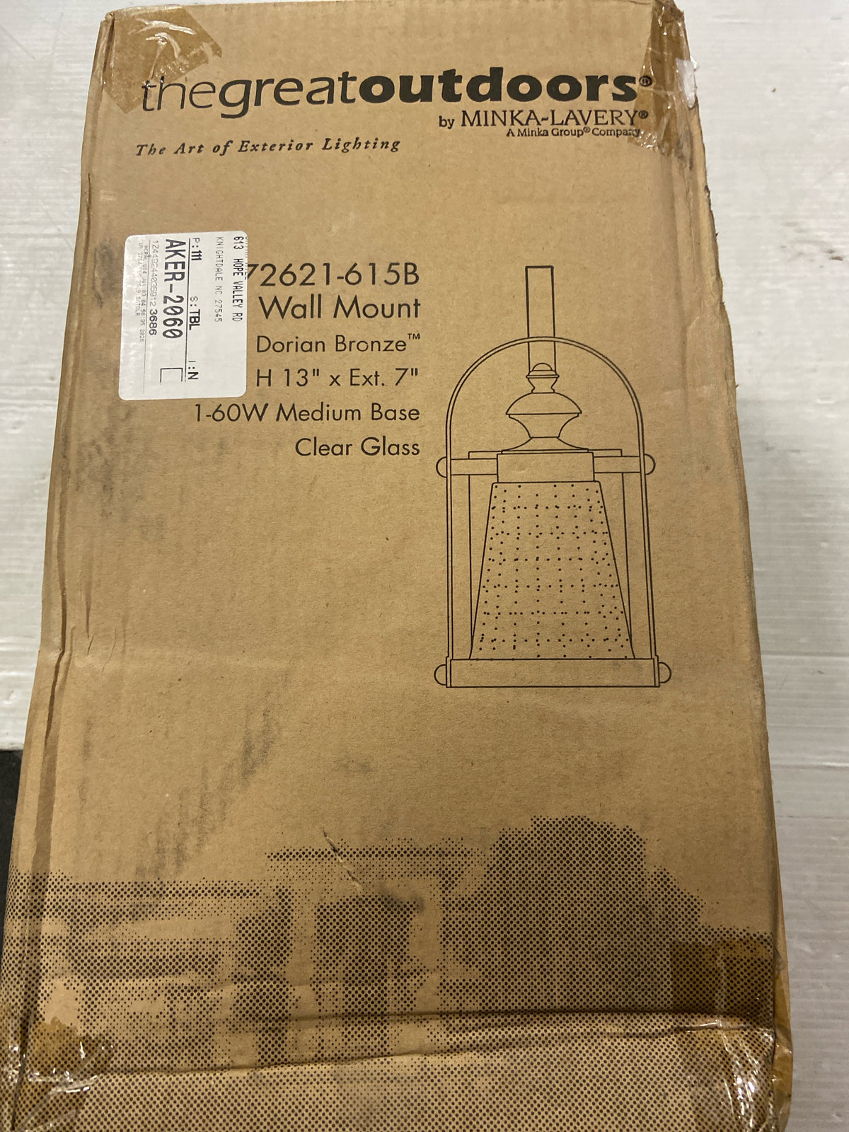 The Great Outdoors 72621-615B Sycamore Trail 1 Light 13" Tall Outdoor Wall Sconce with Clear Stripe Glass - Dorian Bronze