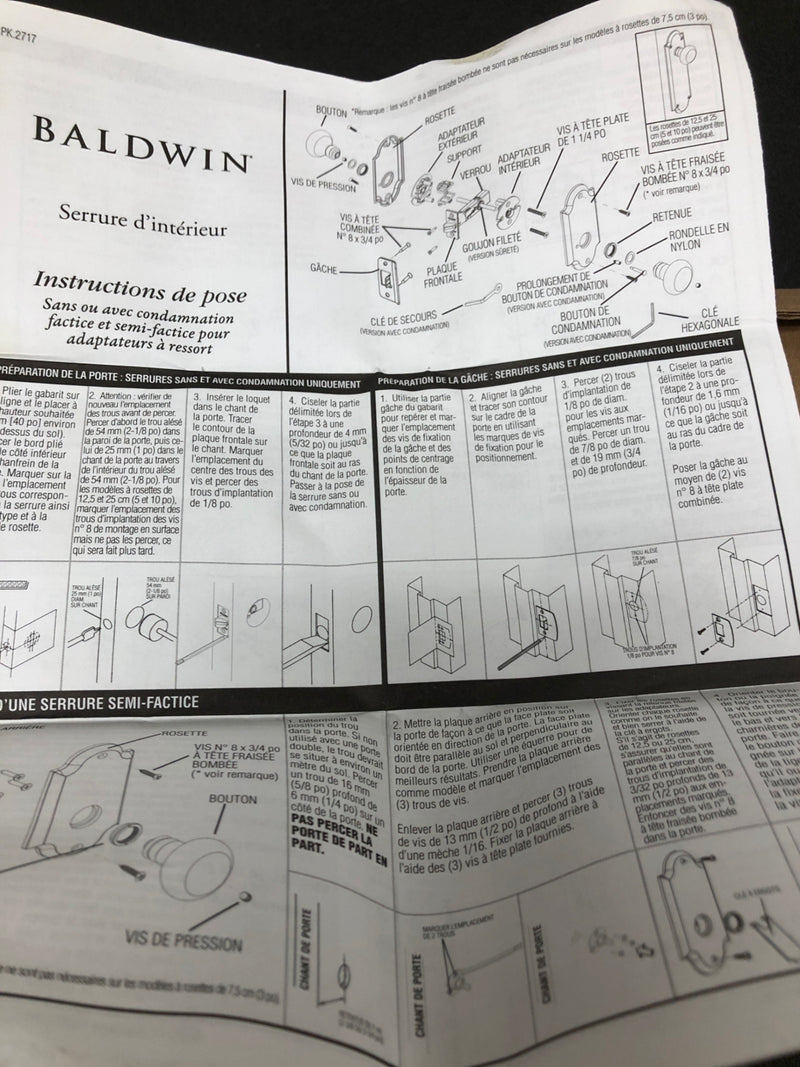 Baldwin 5162102PRIV 5162 Series Privacy Door Lever Set with Square Rose from the Estate Collection - Oil Rubbed Bronze