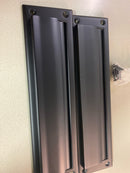 Baldwin 0014190 Package Sized Spring Tension Brass Letter Box Plate with Hinged Interior Cover - Satin Black
