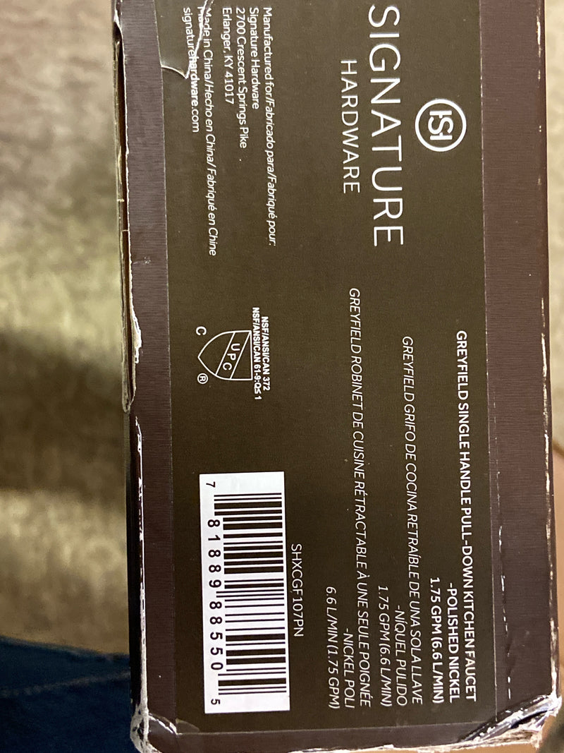 Signature Hardware SHXCGF107PN Greyfield 1.8 GPM Pull-Down Kitchen Faucet, Polished Nickel