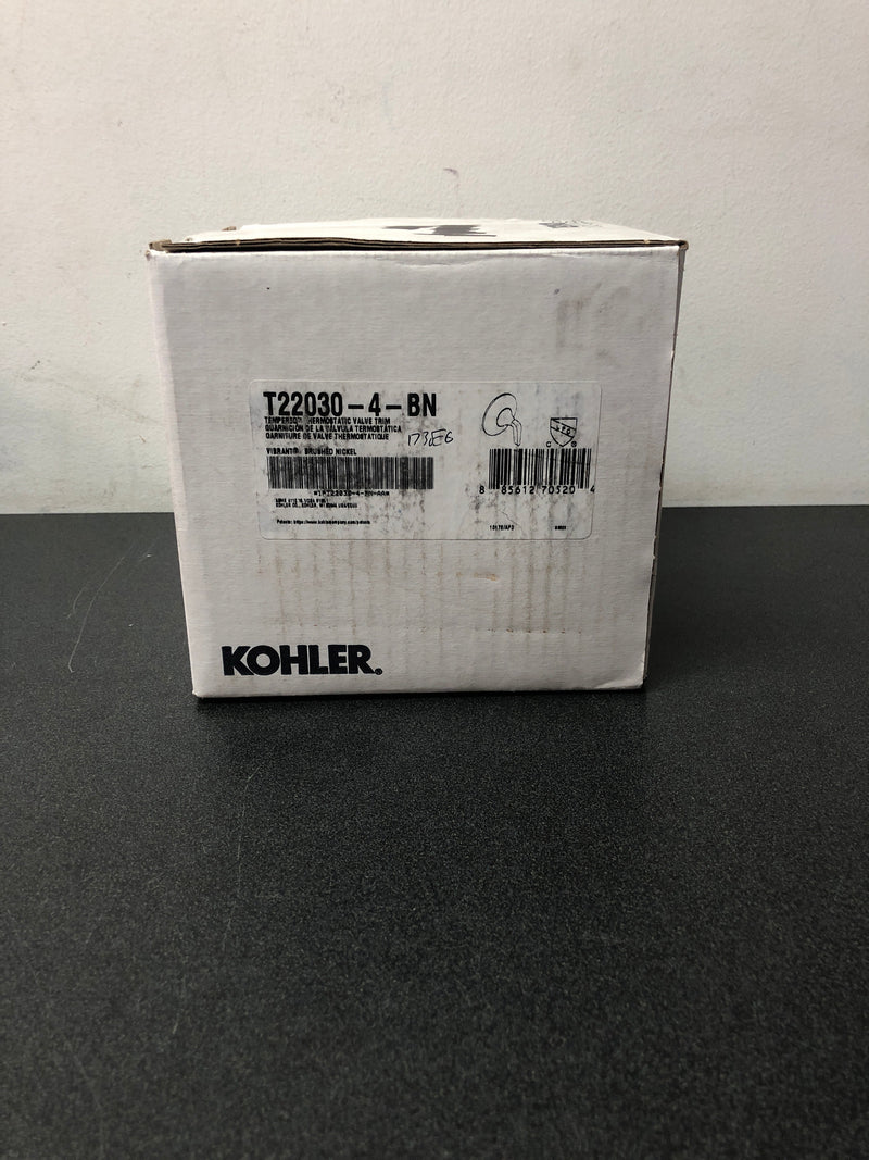 Kohler K-T22030-4-BN Tempered Thermostatic Valve Trim Only with Single Lever Handle - Less Rough In - Vibrant Brushed Nickel