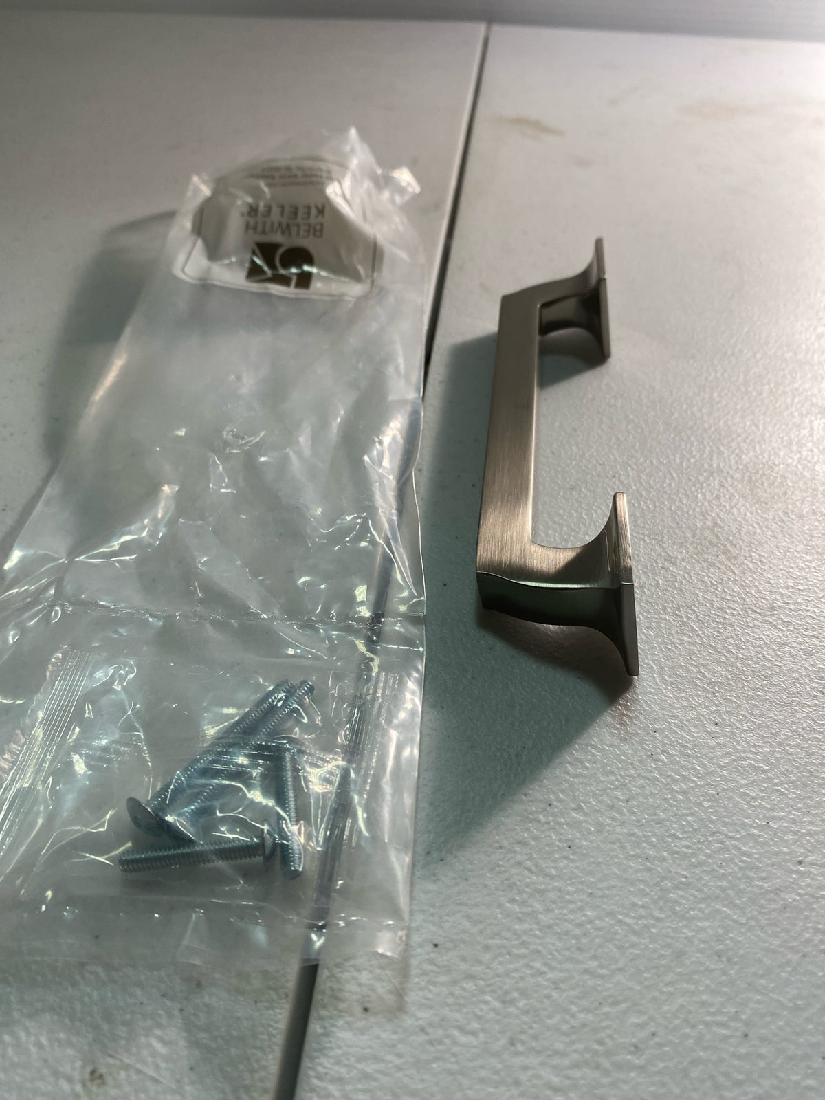 Belwith Keeler B055552-SN Studio 5-1/16" Center to Center Solid Brass Square Cabinet Handle / Drawer Pull - Satin Nickel