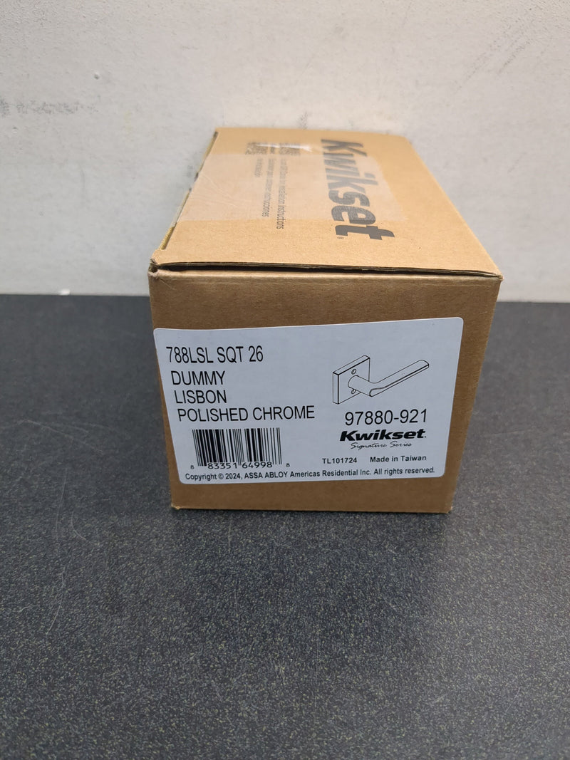 Kwikset 788LSLSQT-26 Lisbon Non-Turning One-Sided Dummy Door Lever with Square Rose - Polished Chrome